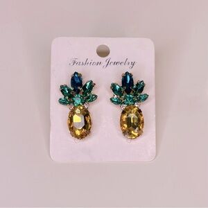 NWT Pineapple Yellow/Gold and Green Drop Earrings